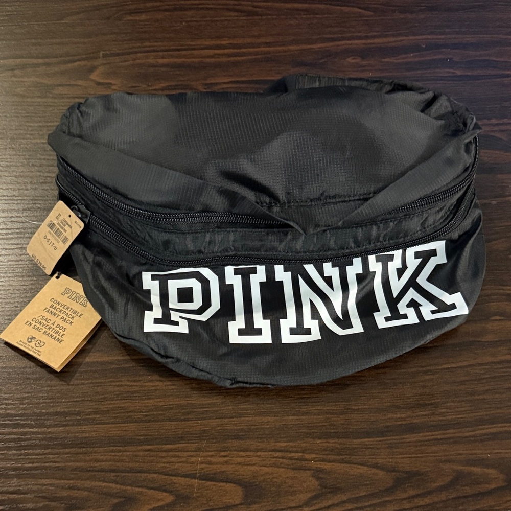 PINK Victoria's Secret Black Convertible Backpack Fanny Pack
